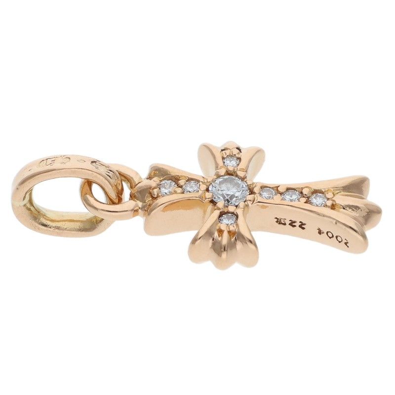 Chrome Hearts 22k Cross Baby Fat P Dmnd Pave Diamond Gold Pendant — view 5