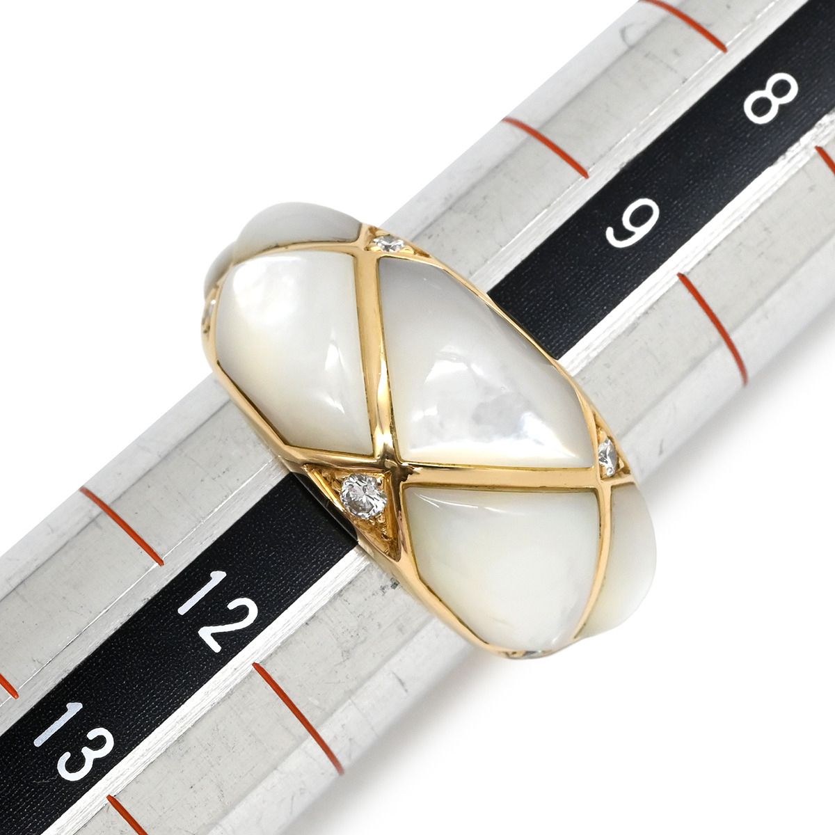Van Cleef & Arpels Ring Shell Diamond Vintage Pearl White Yellow Gold 750 — view 8