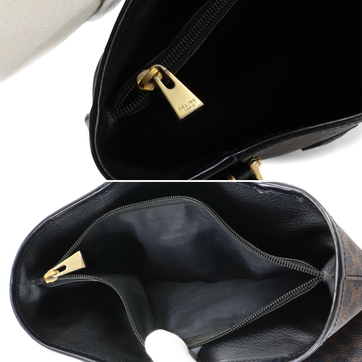 Celine Macadam Tote Bag Leather Black Gold Vintage — view 8