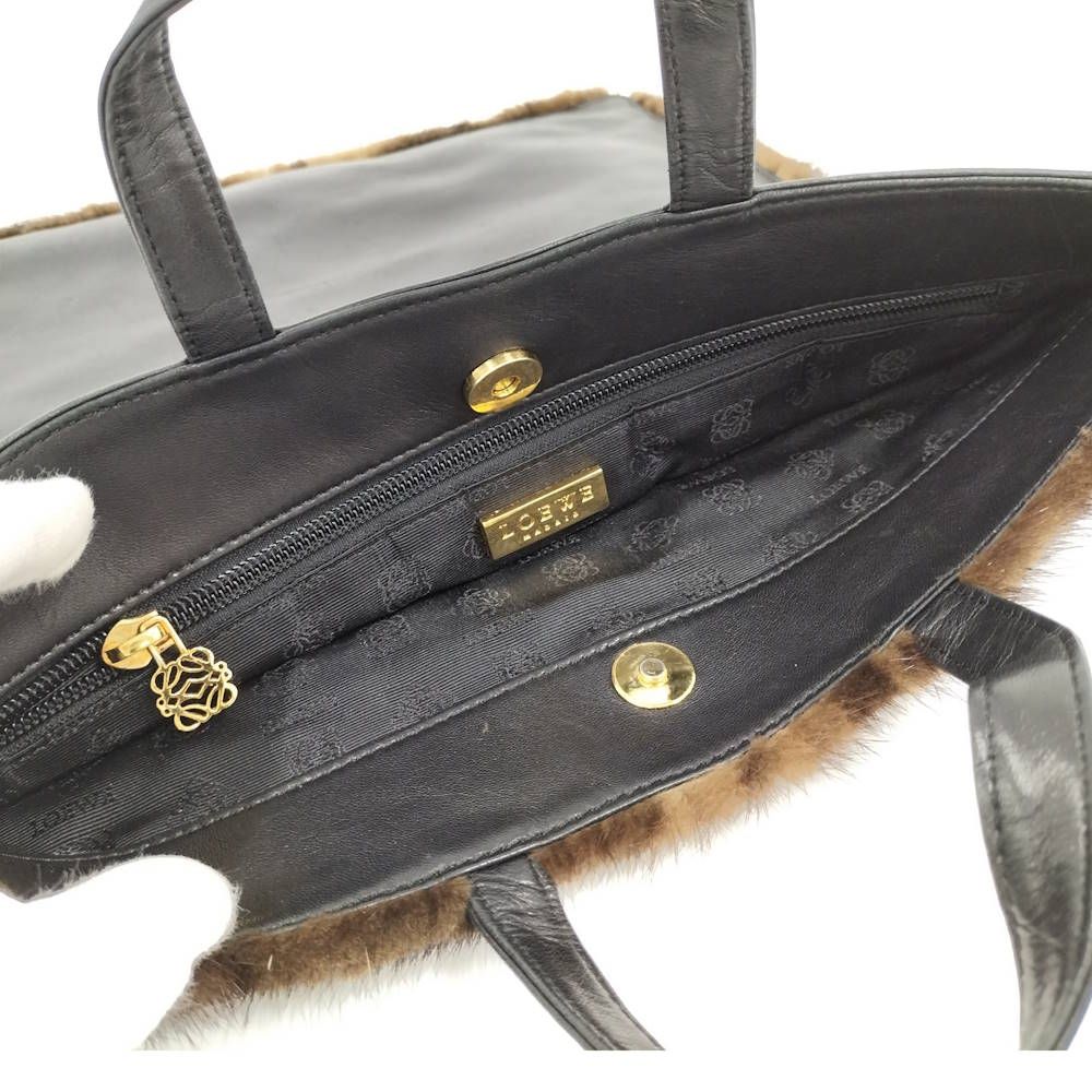Loewe Fur Handbag Leather Brown Black — view 8
