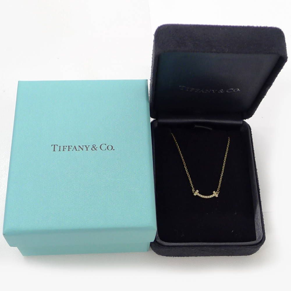 Tiffany & Co Tiffany T Smile Mini Diamond Necklace Yellow Gold — view 8