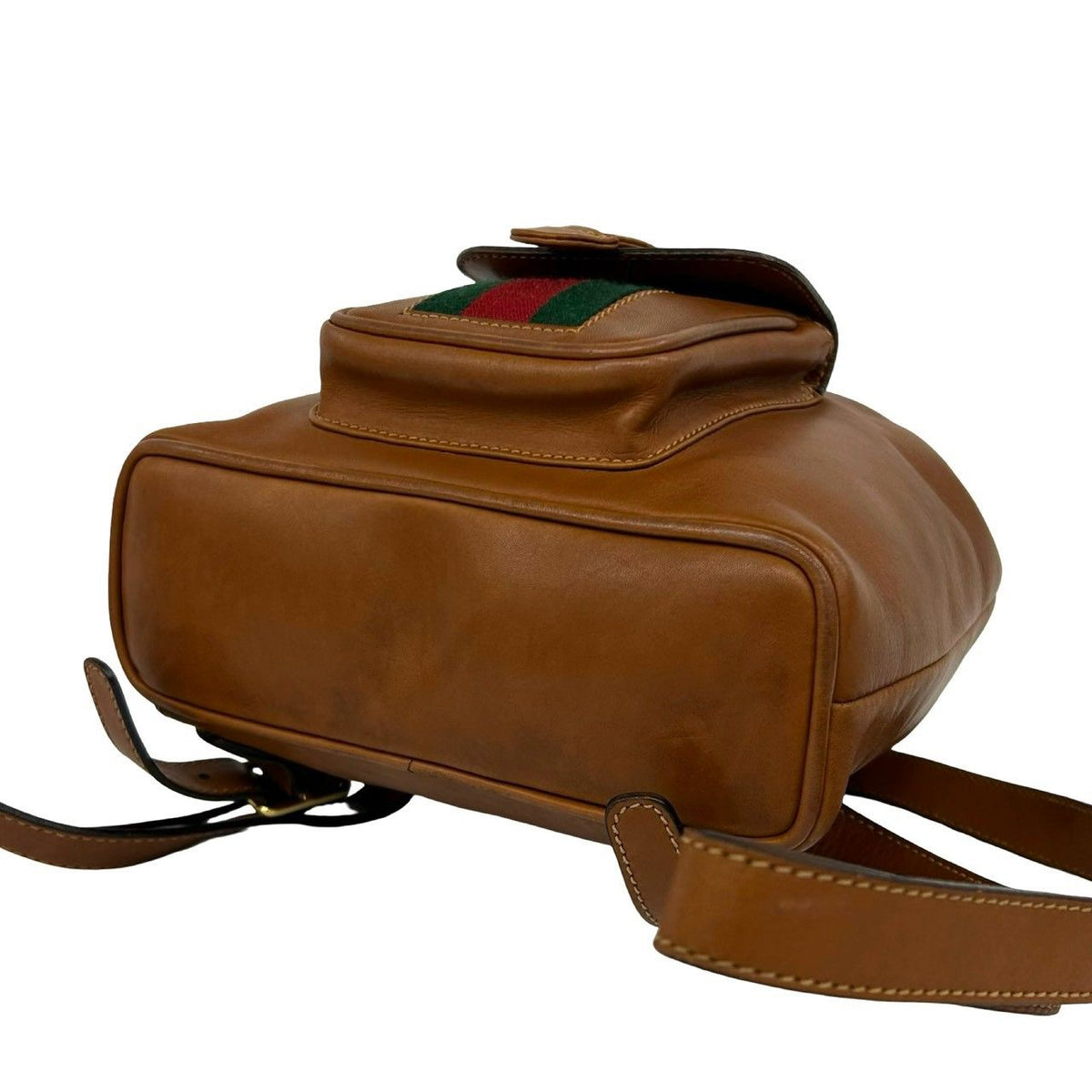 Gucci Vintage Sherry Line Bamboo Leather Backpack Brown — view 8