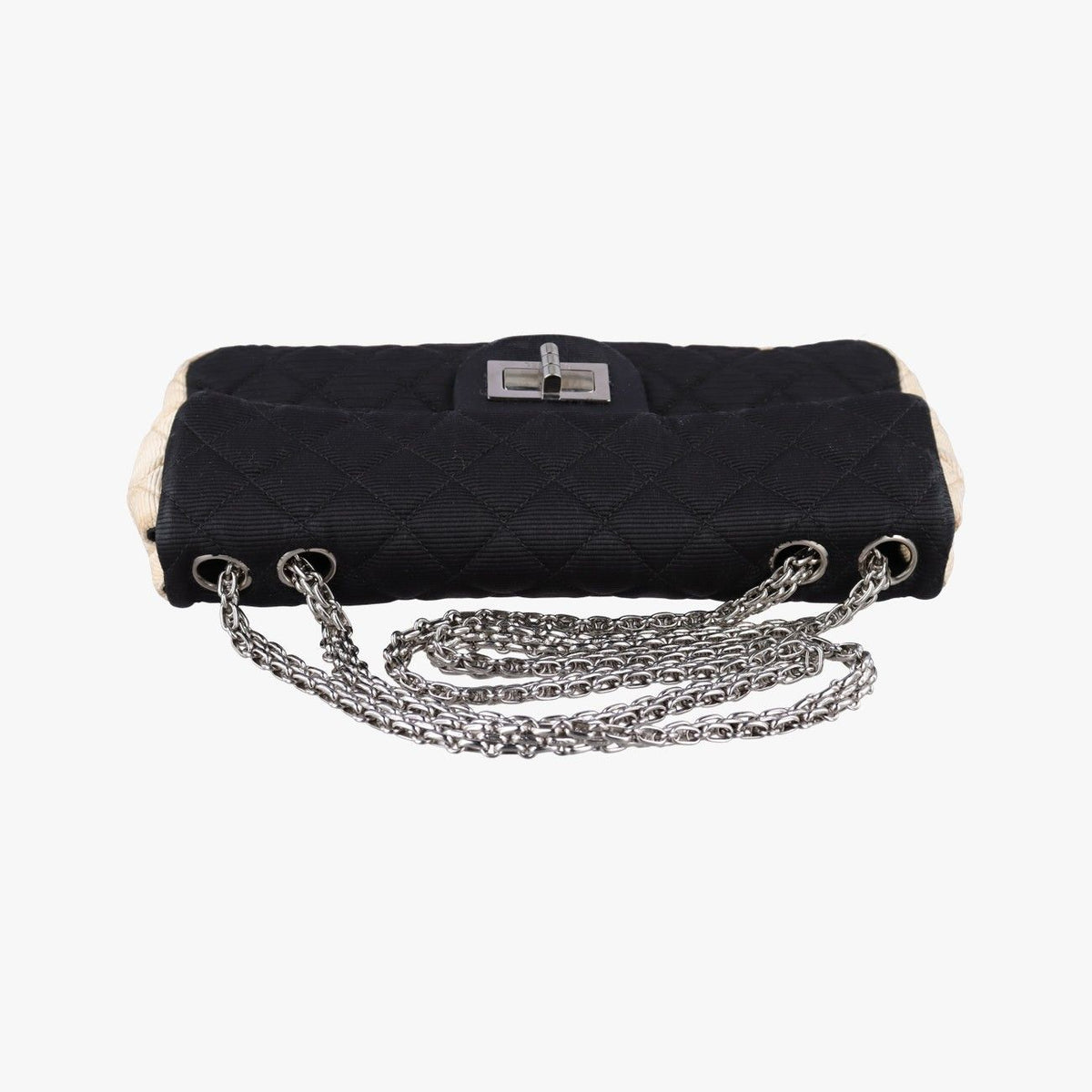 Chanel Quilted 2.55 Black Beige Fabric Handbag — view 8