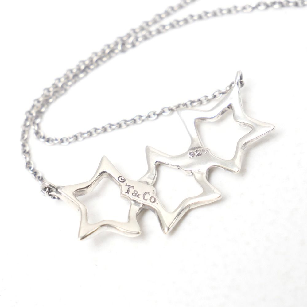 Tiffany & Co Vintage Necklace Triple Star 925 Sterling Silver — view 7