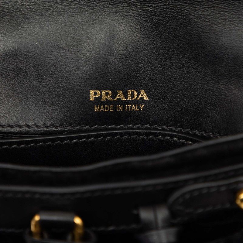 Prada Chain Shoulder Bag Black Gold Velour Leather — view 5
