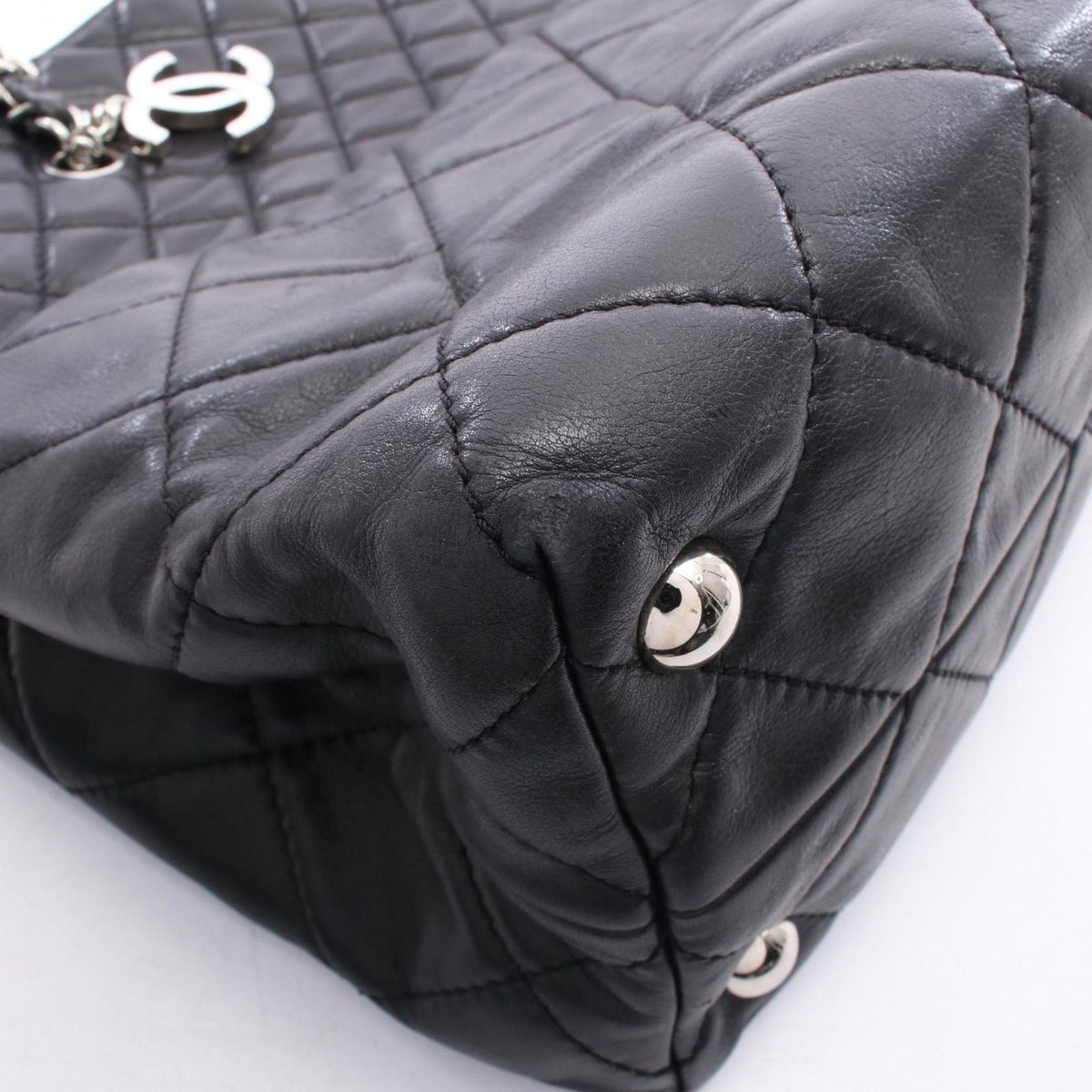 Chanel Tote Bag Quilted Black Lambskin Chain — view 8
