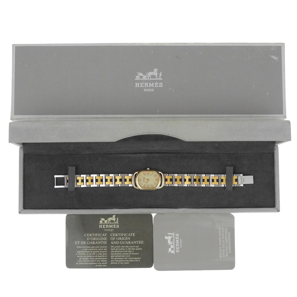 Hermes Rallye Vintage Stainless Steel Gold Plated Quartz Analog Display Dial — view 8