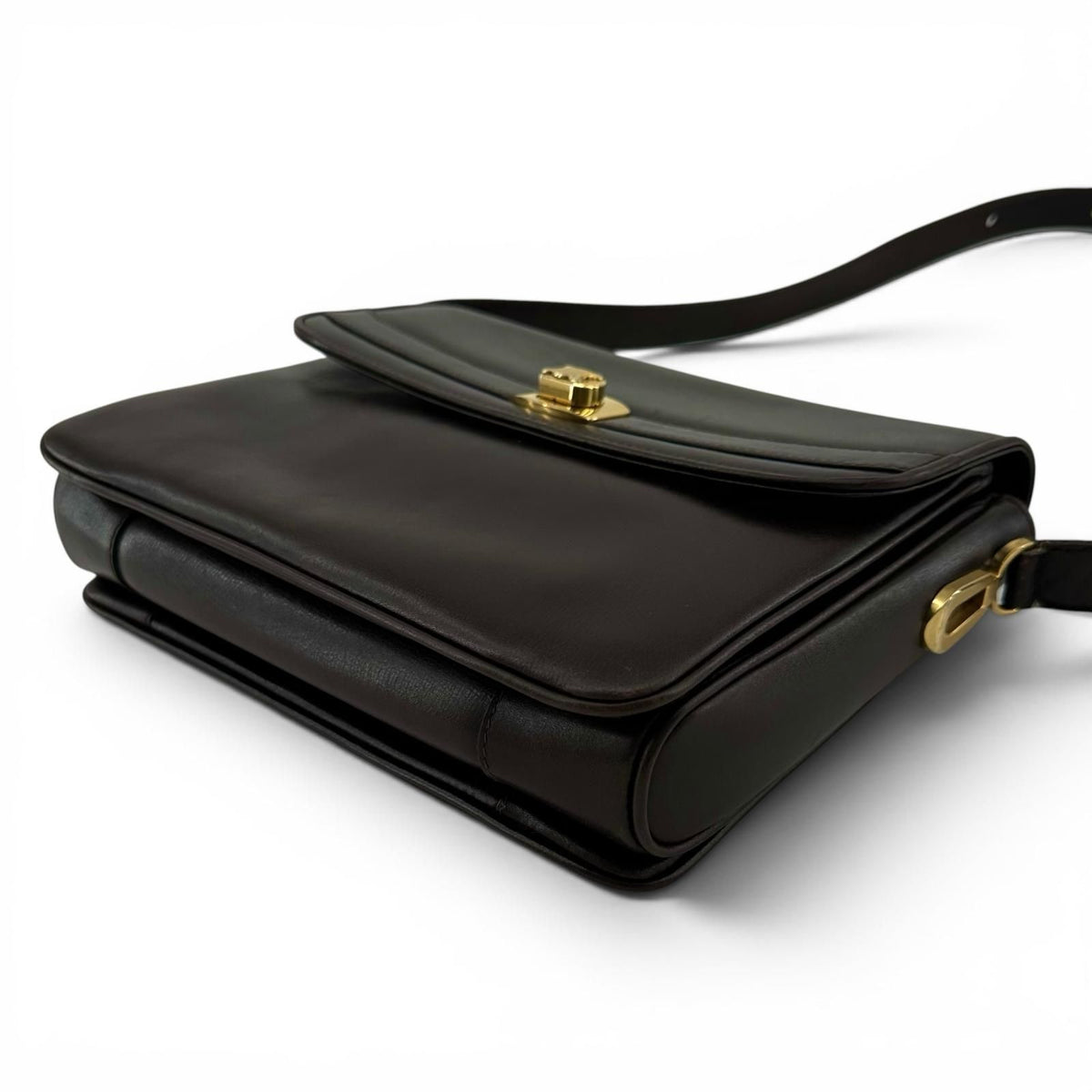 Celine Vintage Trinoff Leather Handbag Brown Gold — view 8