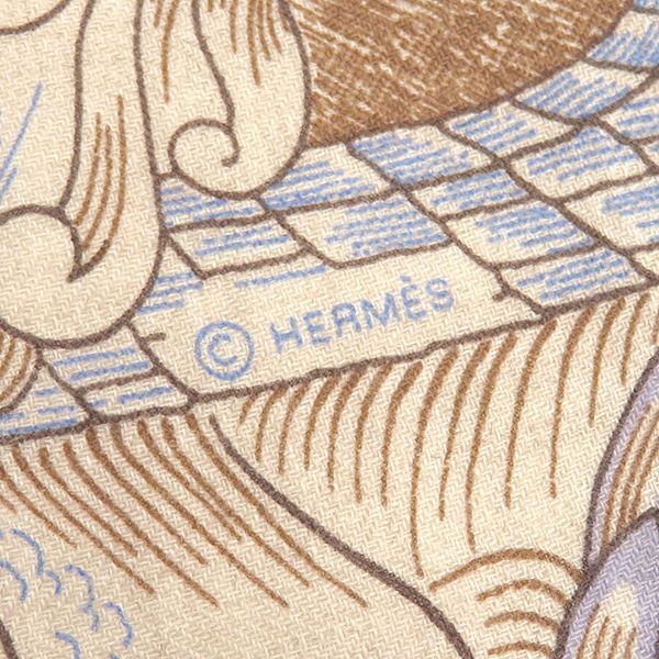 Hermes Shawl Carre 140 Geant Cashmere Silk Natural Jaune Rose Pale Cosmographia — view 8