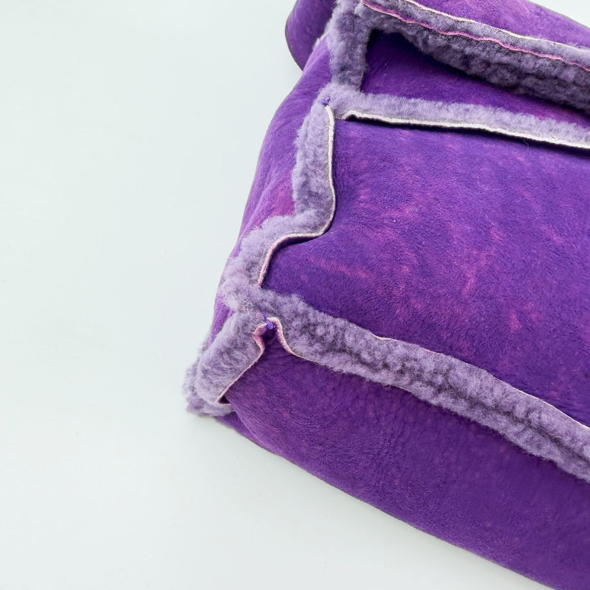 Chanel Shearling Patchwork Turnlock 2.55 Shoulder Bag Suede Purple Seal Vintage — view 8