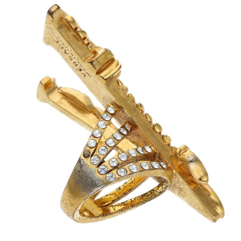Versace Stone Embellished Logo Ring — view 3
