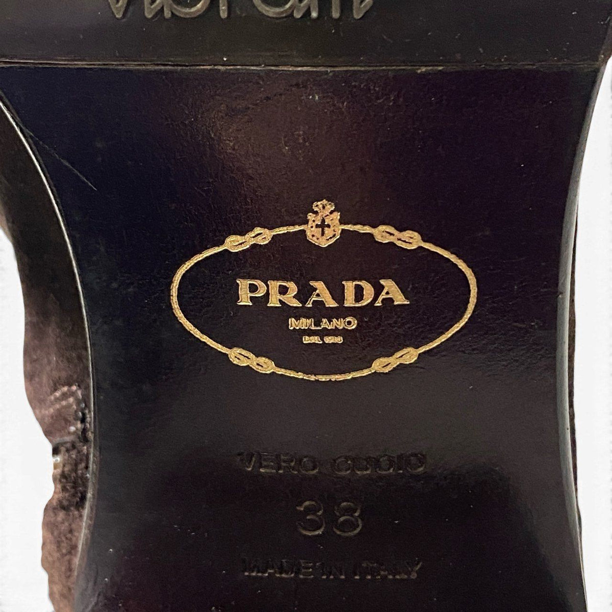 Prada 2 D Leather Boots Embroidery with Suede Long Buckle Design Brown — view 8