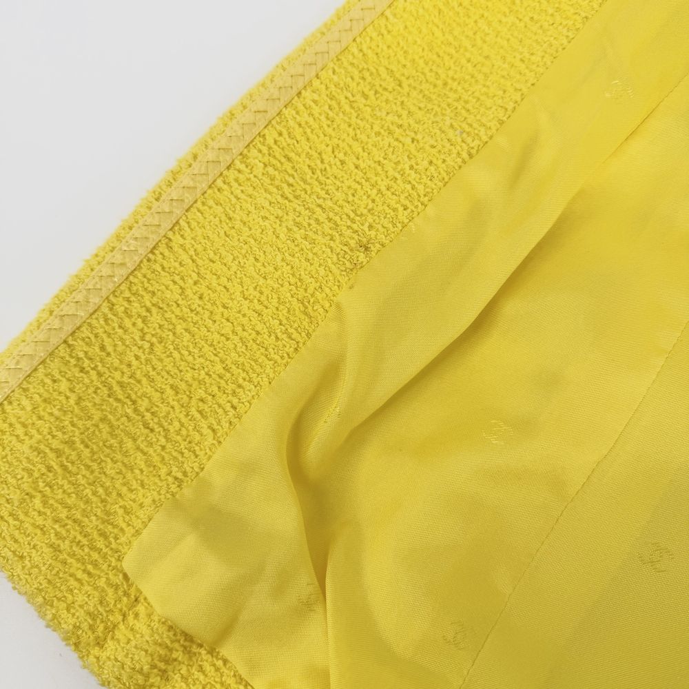 Chanel Jacket Zip Up Yellow Cotton Wool Spring Autumn 40 — view 8