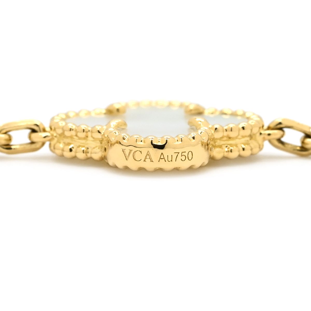 Van Cleef & Arpels Bracelet Vintage Alhambra 5 Pearl White Yellow Gold YG Shell — view 8
