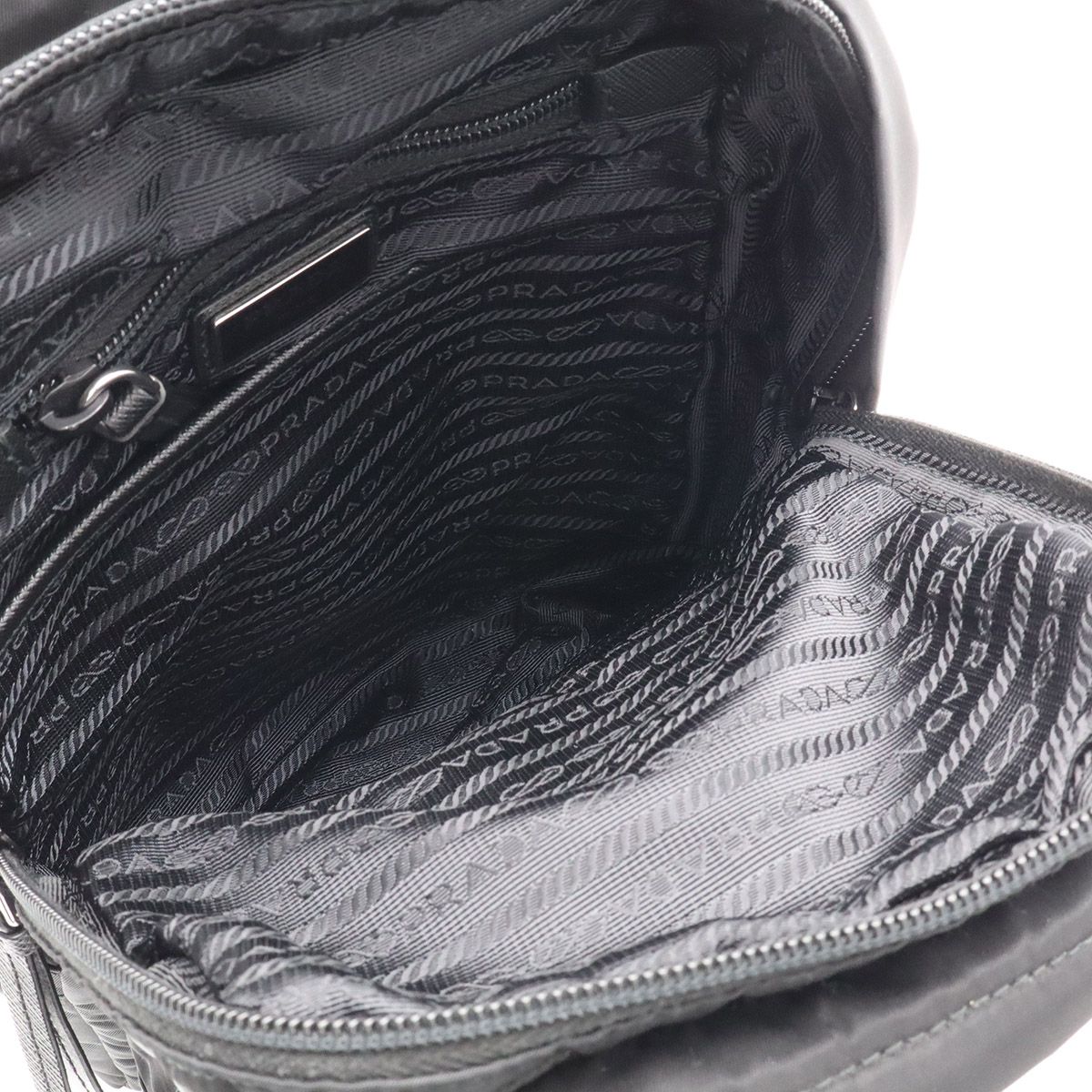 Prada Triangle Logo Belt Bag Crossbody Nylon Leather Nero Black — view 8