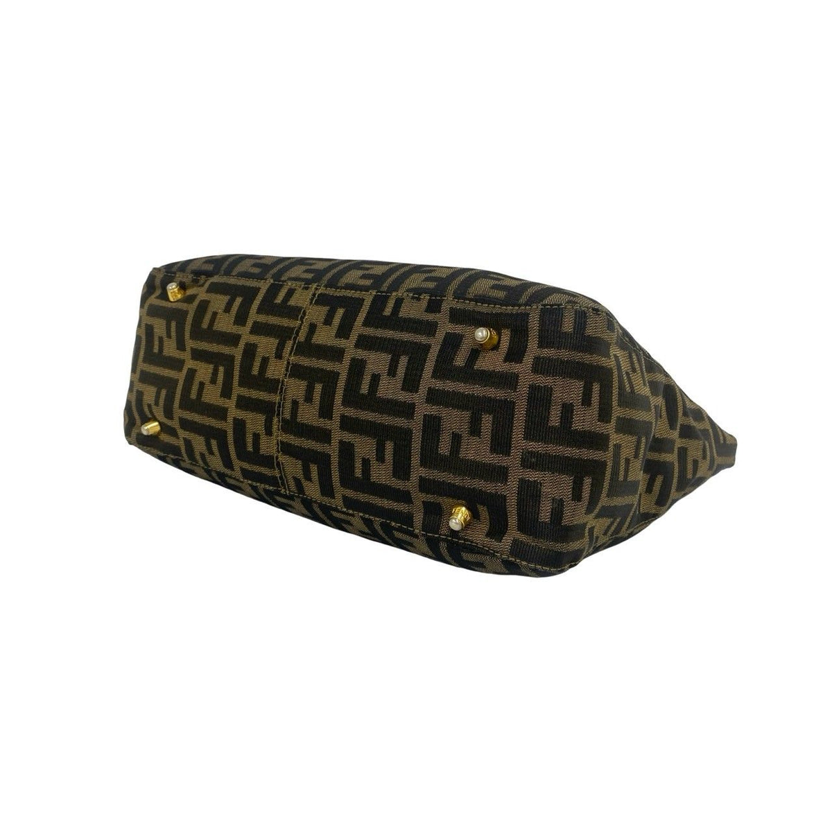 Fendi Zucca FF Logo Canvas Leather Handbag Mini Tote Brown — view 8