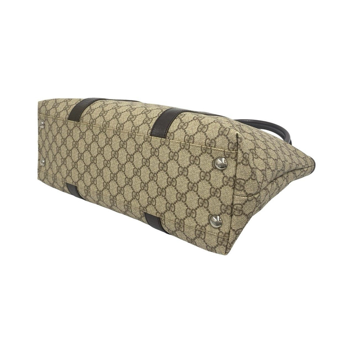 Gucci GG Supreme Logo Leather Tote Shoulder Bag Brown — view 8