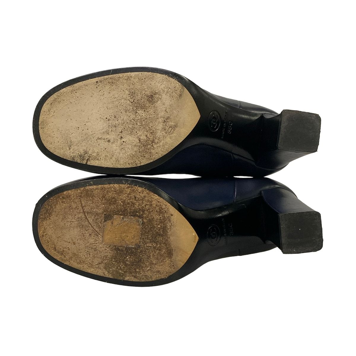 Chanel Booties Navy Black Side Gore CC Logo Leather Boots — view 8