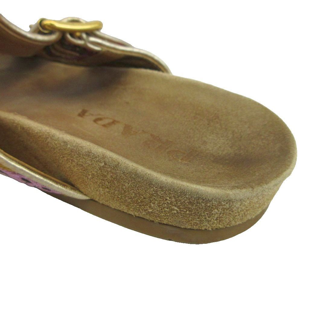 Prada Comfort Sandals Slide Flat Jacquard Floral Double Belt Beige — view 8