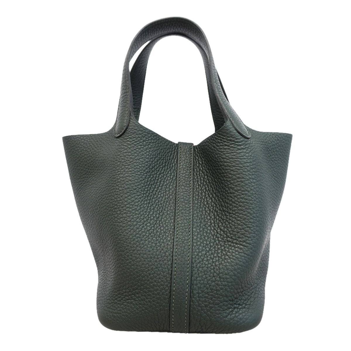 Hermes Handbag Picotin Lock PM Taurillon Clemence Vert Gold — view 7