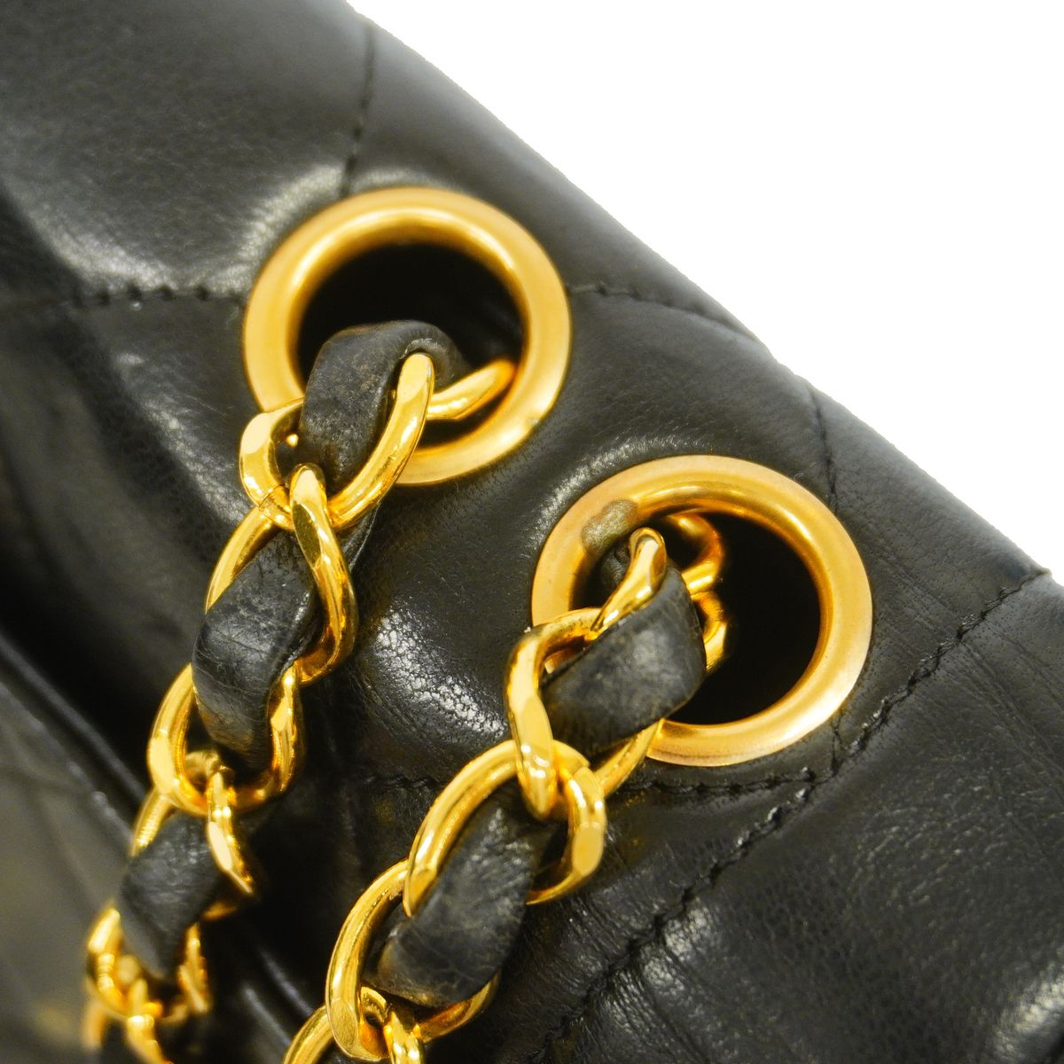 Chanel Shoulder Bag Quilted Lambskin Black Gold — view 8