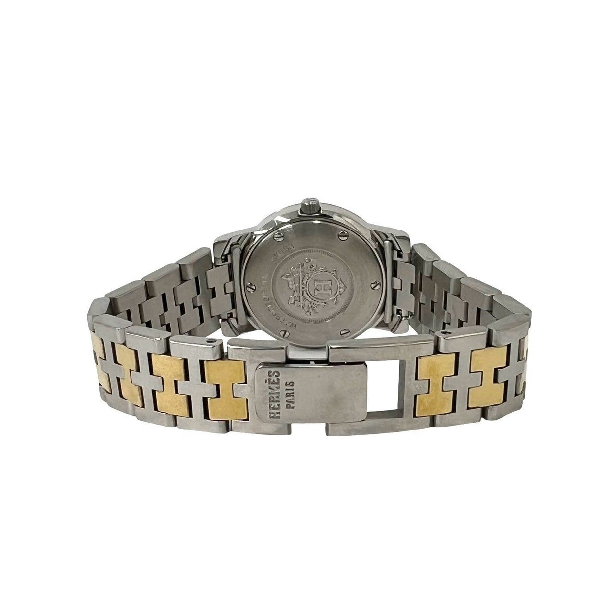 Hermes Carrick Stainless Steel Quartz Watch Wrist Silver Gold — view 8