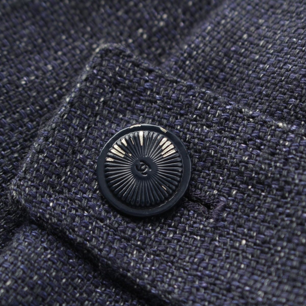 Chanel 01P Linen Lace Decoration Trucker Jacket Indigo 38 — view 8