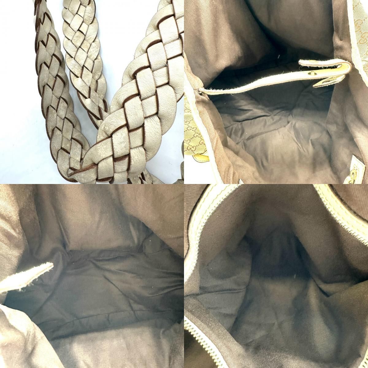 Gucci GG Canvas Tote Shoulder Bag Leather Beige — view 8