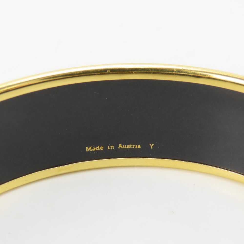 Hermes Bracelet Enamel GM Indian Motif Metal Green Blue Gold Bangle Plated — view 8