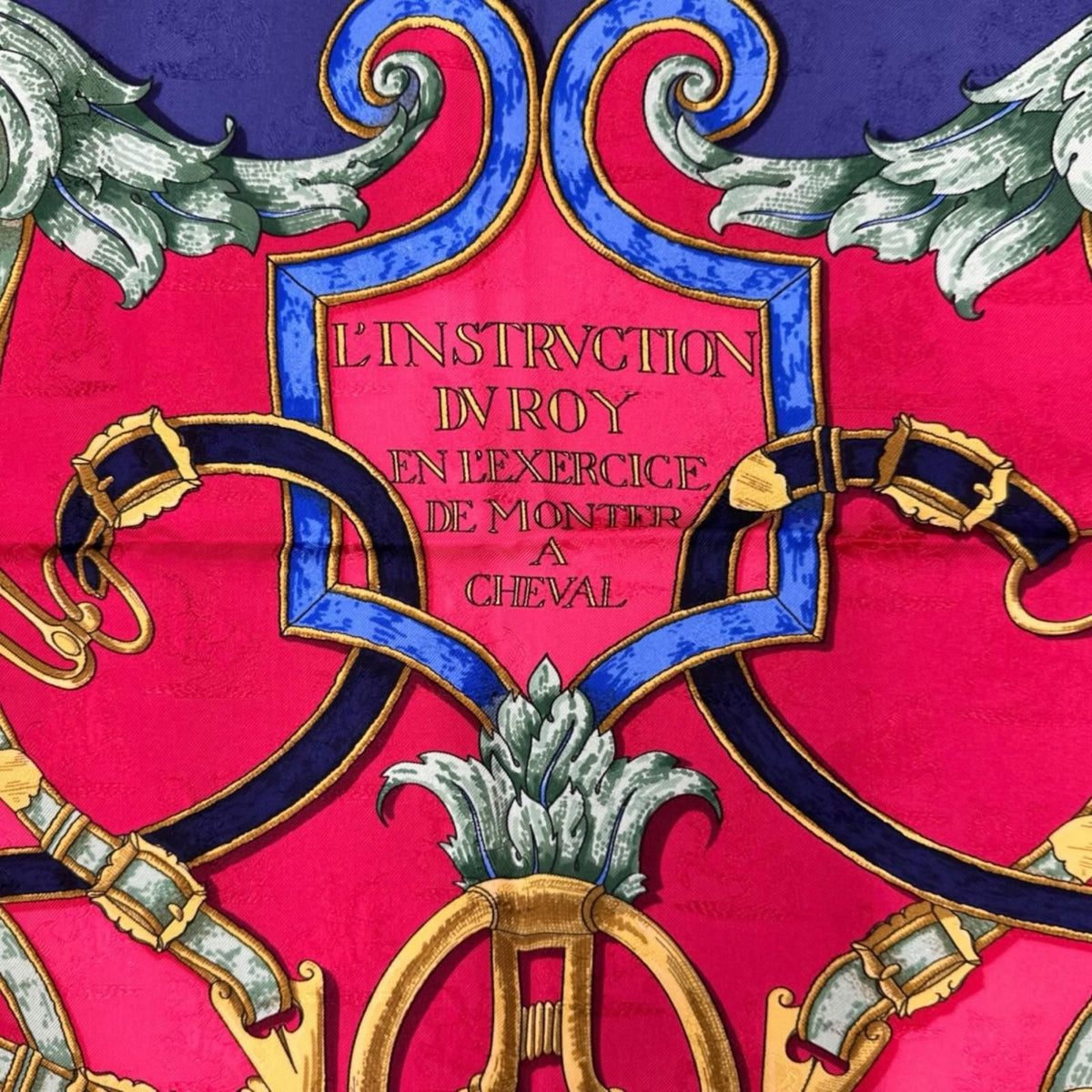 Hermes Carre 90 L'instruction du Roy Scarf Silk Pink Red — view 8