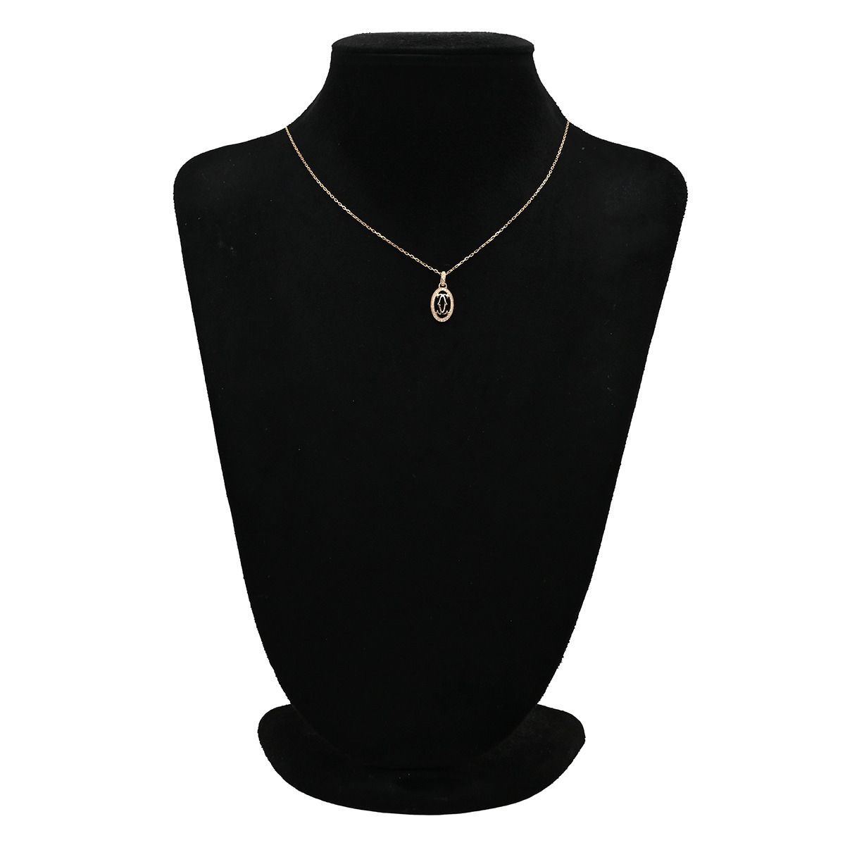 Cartier Necklace Logo Double C Rose Gold 18k Diamond 2C C2 Oval — view 8