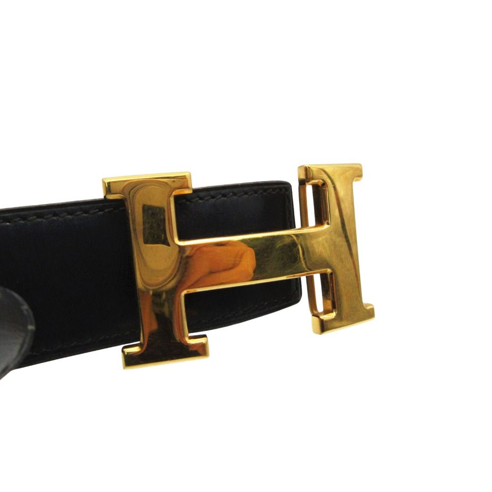 Hermes Belt Leather Constance 70 H Buckle Gold Navy — view 4