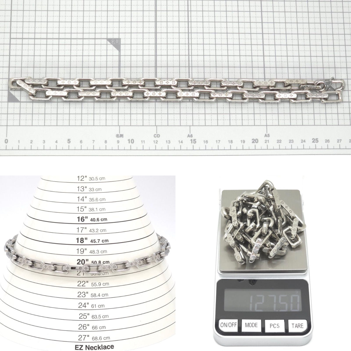 Louis Vuitton Necklace Chain Monogram Silver Colored Metal — view 8