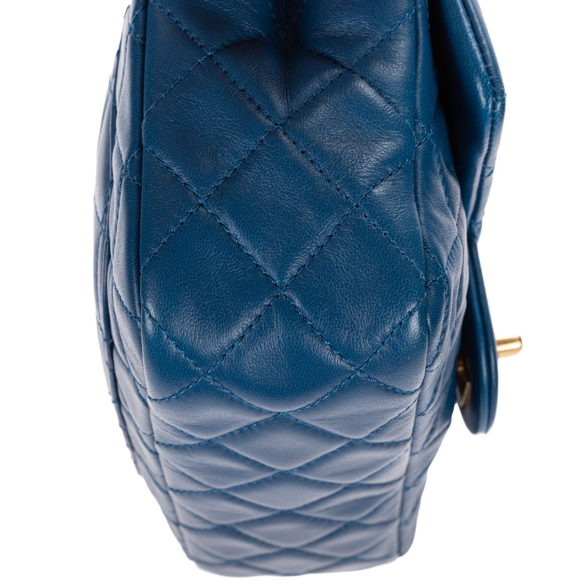 Chanel Maxi Single Flap Bag Blue Quilted Lambskin Leather — view 8