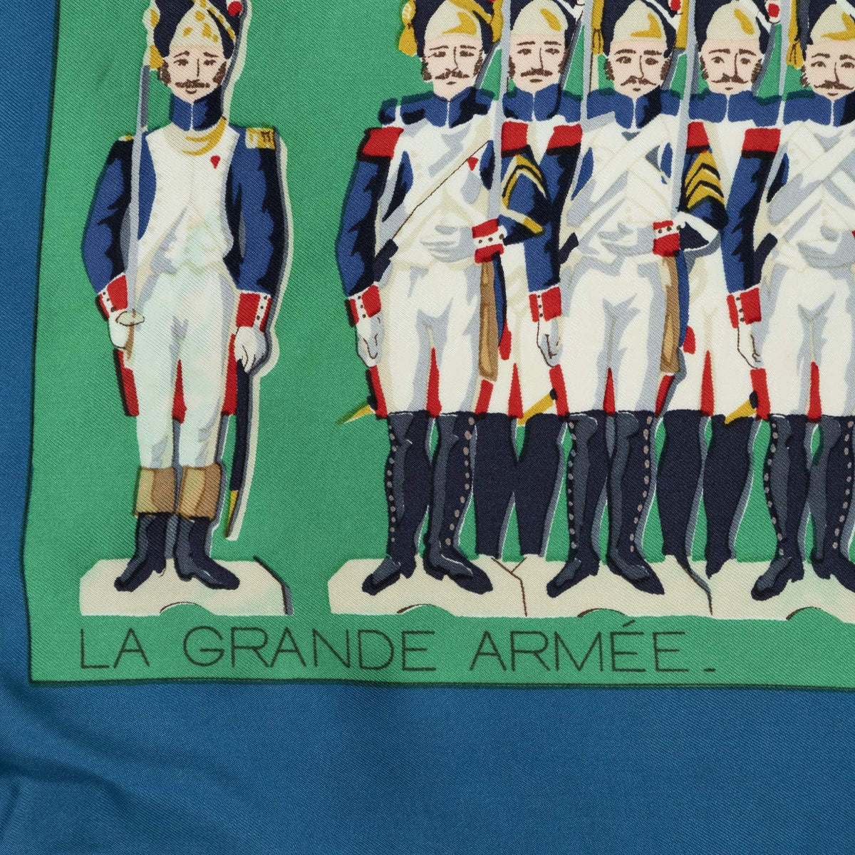 Hermes Scarf Blue Green Ivory Twill Silk — view 5