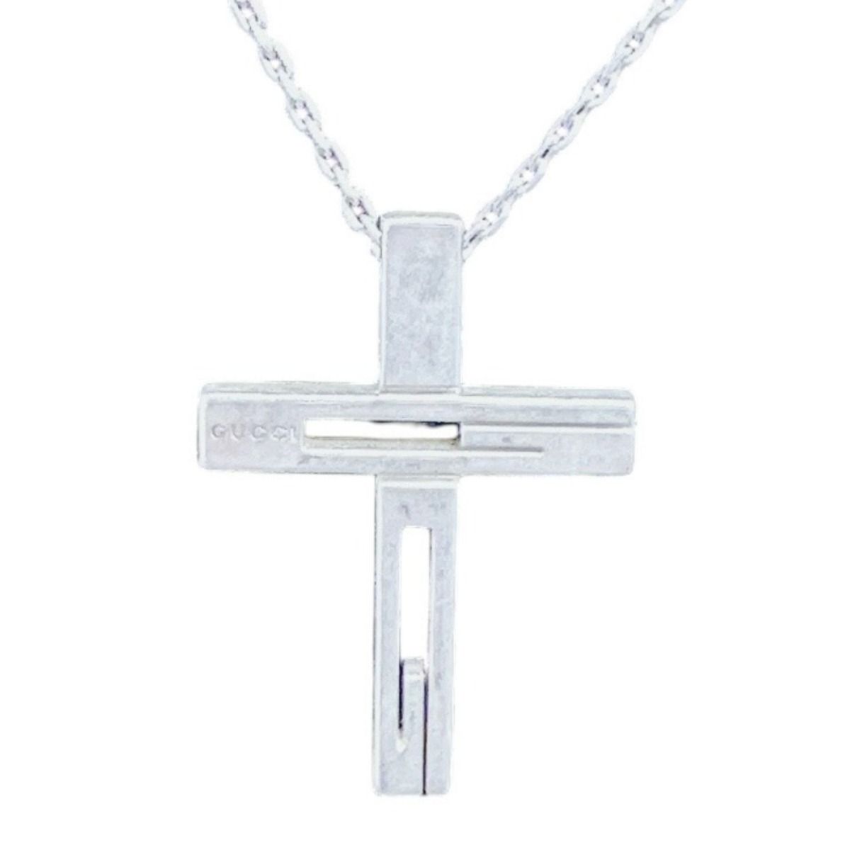 Gucci Cutout G Cross Necklace Silver — view 8
