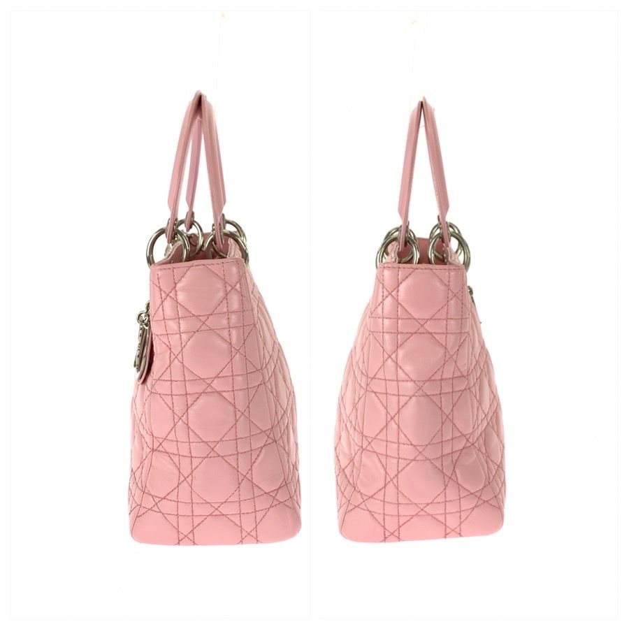 Dior Cannage Lady Dior Pink Silver Lambskin Tote Bag — view 8