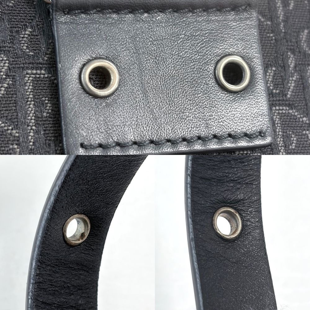 Dior Handbag Street Chic Trotter Vanity Pouch Canvas Leather Black Silver — view 8