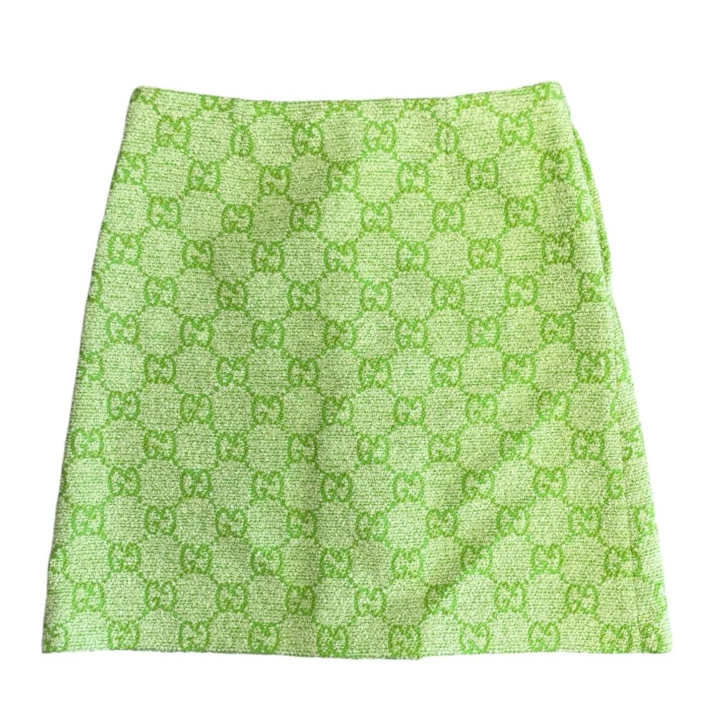 Gucci Skirt Mini GG Logo Cotton Polyester Lime Green — view 8