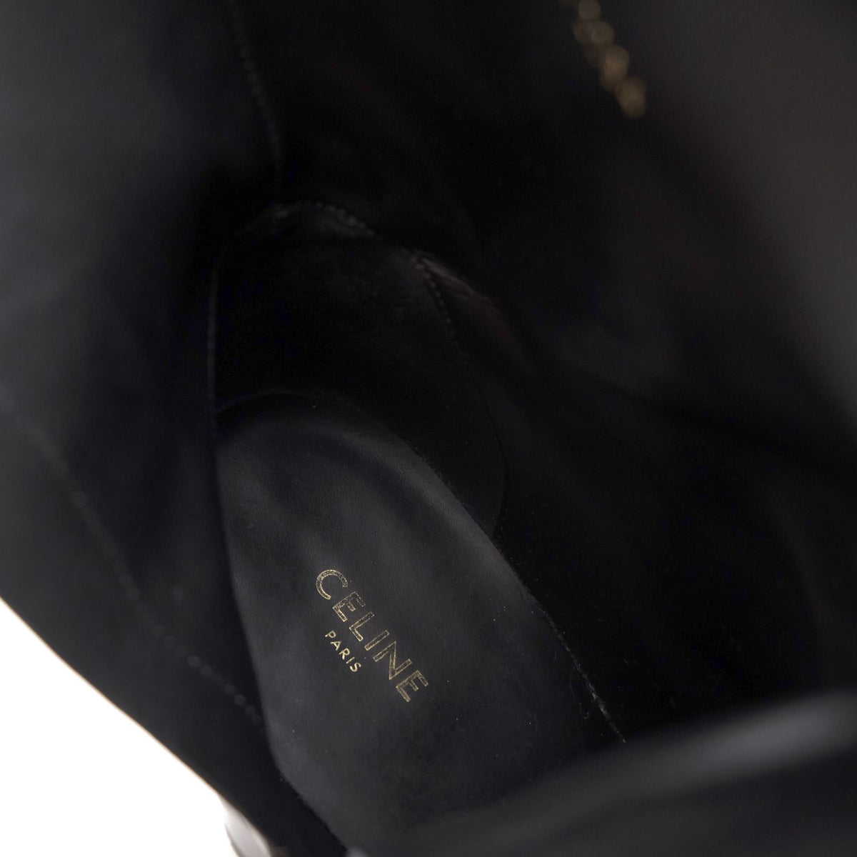 Celine Mid-Length Boots Shoes Leather Black Claude Mid Boots with Triomphe Spur — view 8