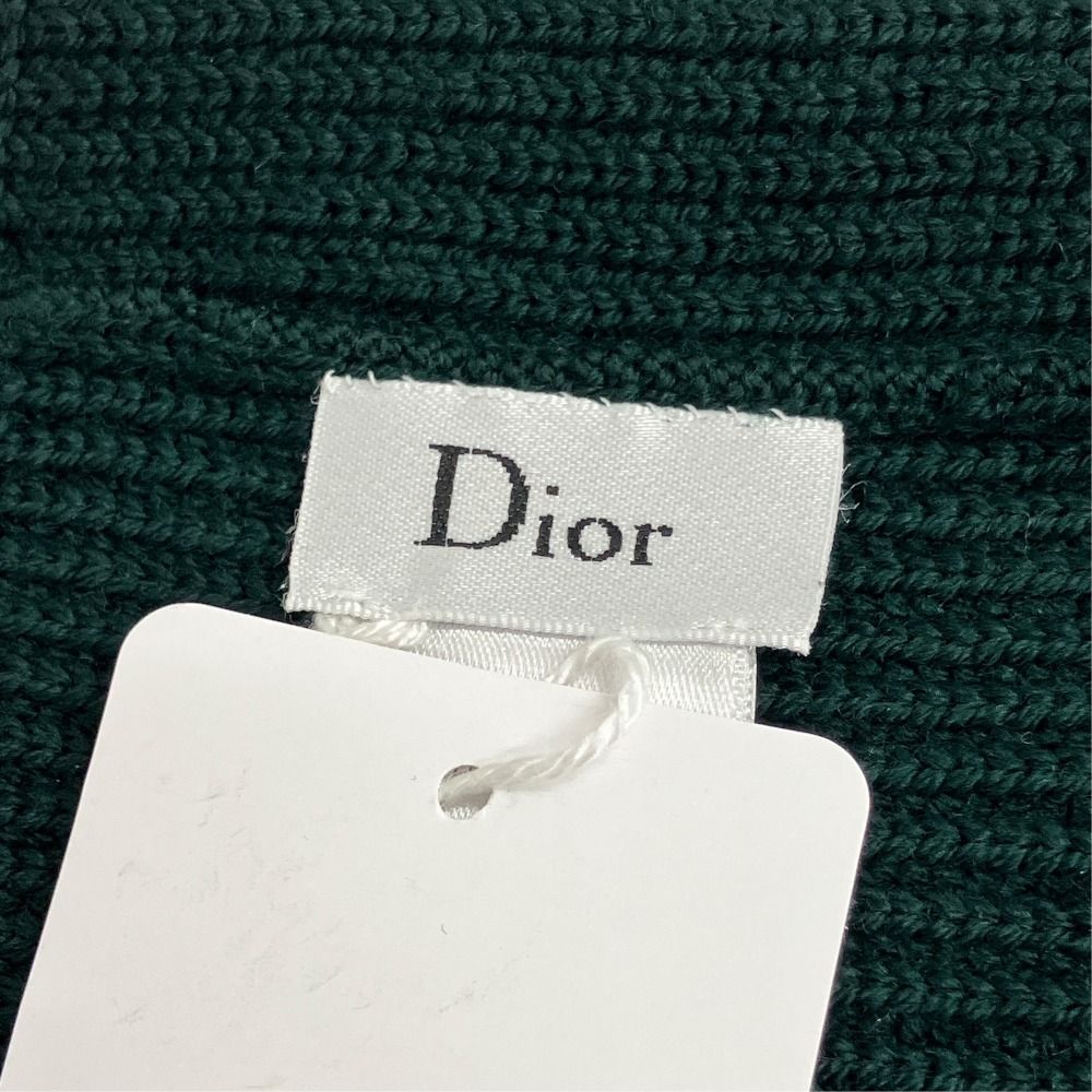 Dior Wool Rib Knit Snood Neck Warmer CD Logo Silver Green Sweater — view 5
