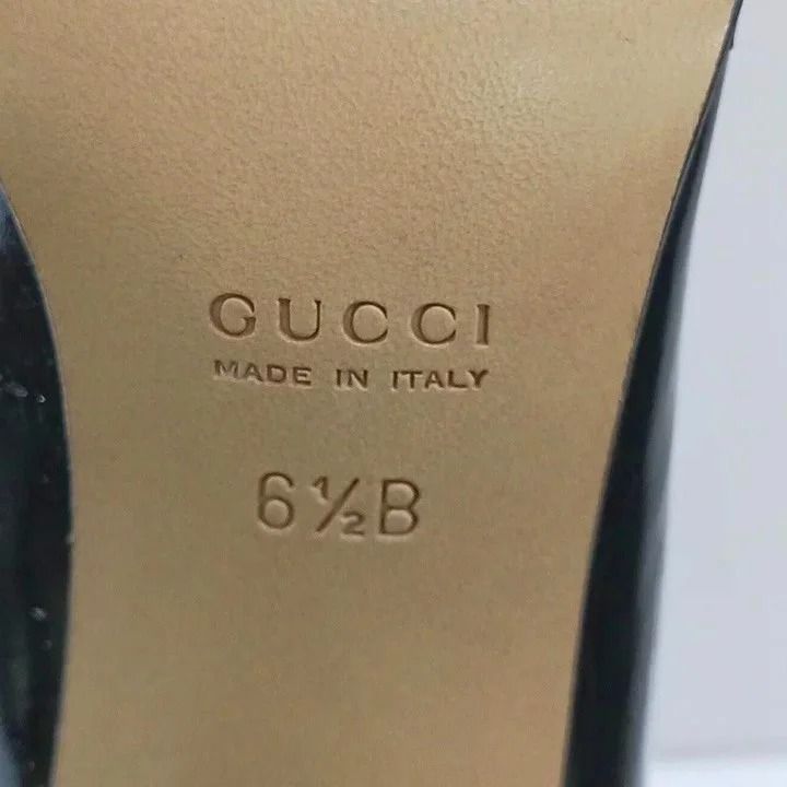 Gucci Long Boots Patent Square Toe High Heels Horsebit Silver Black 6.5 — view 8