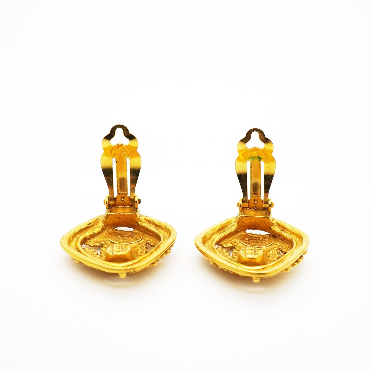 Chanel Earrings Vintage CC Logo Diamond Shape Gold Plated — view 7