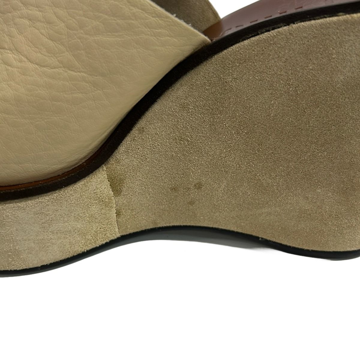 Miu Miu Mules Beige Wedge Sole Leather — view 7