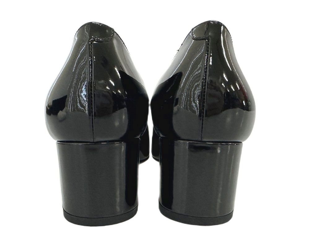 Bottega Veneta Scarpa Pelle S Cuoio Patent Leather Chunky Heel Pumps Black — view 8