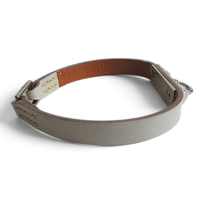 Hermes Leather Bracelet Mini Rival Gray — view 7