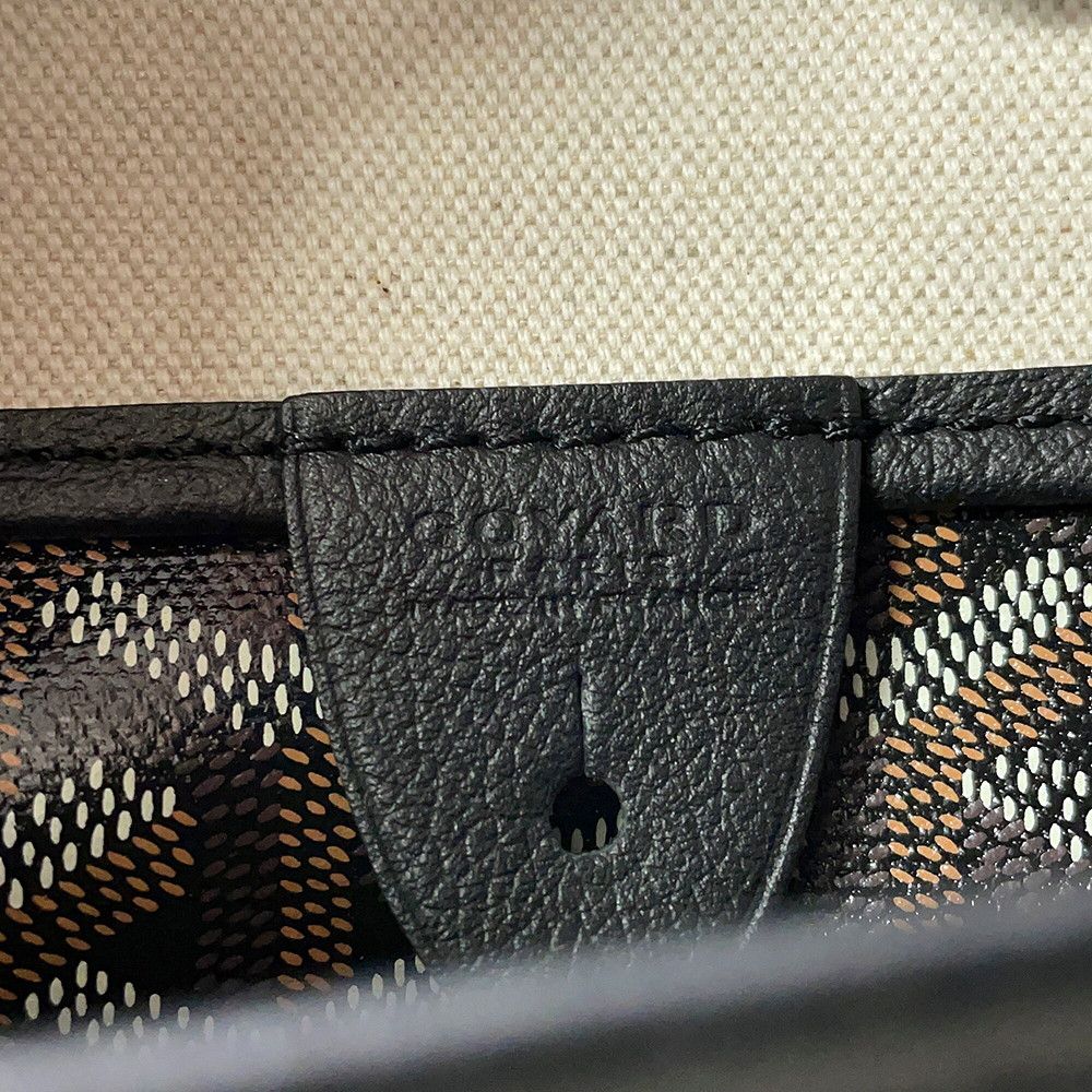 Goyard Tote Bag Artois PM Leather Black Herringbone — view 8