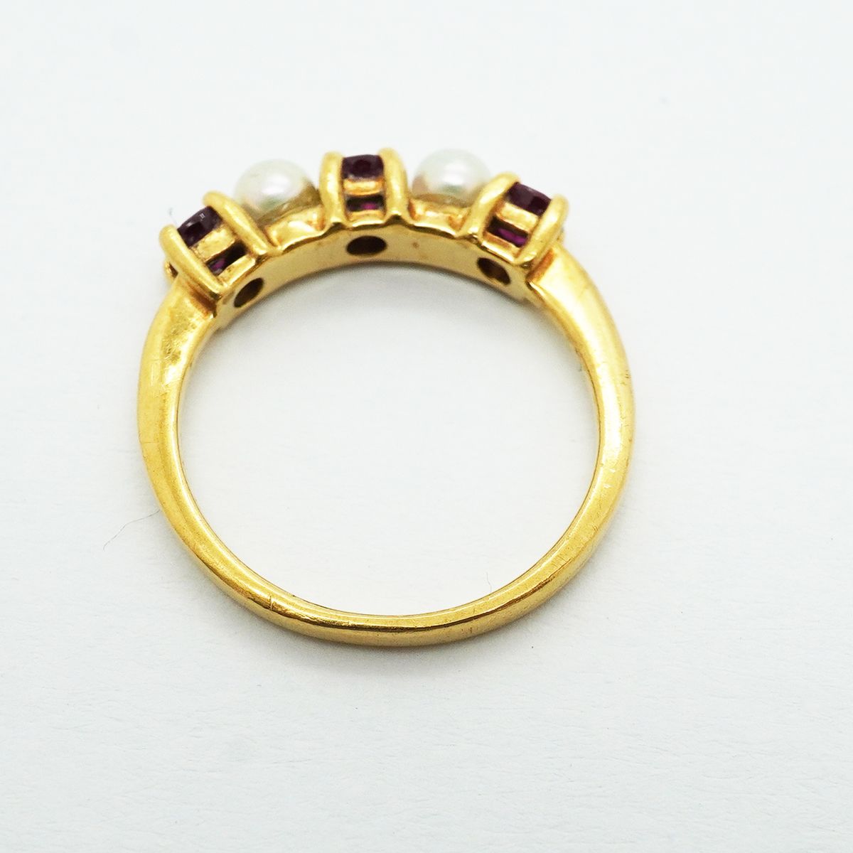 Tiffany & Co Ring 18k Yellow Gold Ruby Pearl Red — view 8