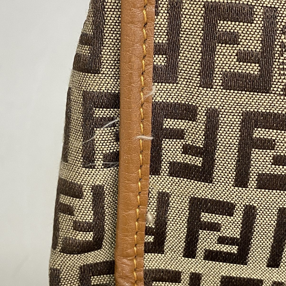 Fendi Tote Bag Zucchino Nylon Canvas Brown Gold — view 8