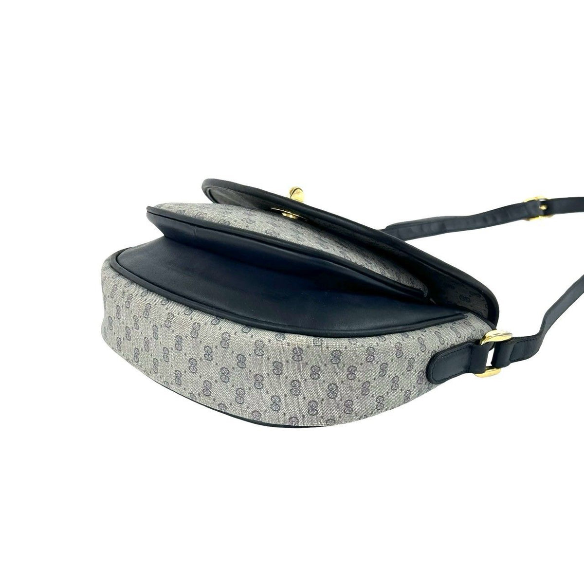 Gucci Vintage Micro GG Pattern Leather Shoulder Bag Pochette Navy — view 8
